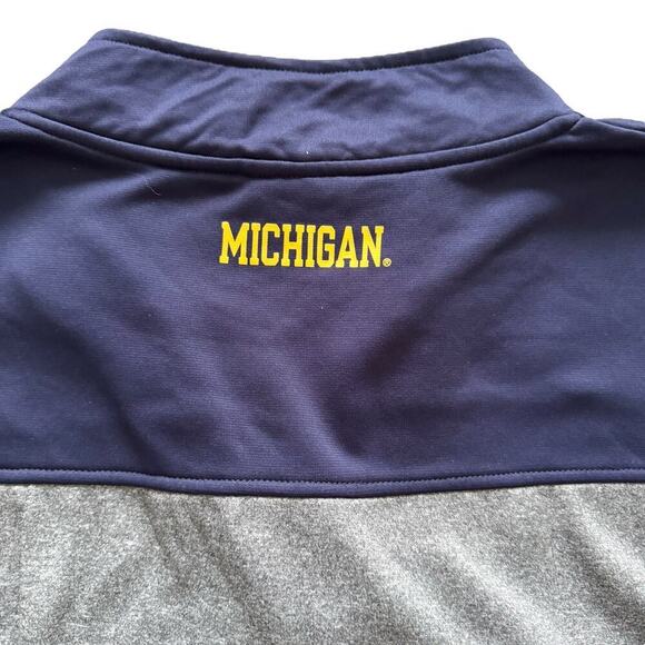 Michigan Wolverines Pullover Mens 2XL Gray Navy NCAA Football Quarter Zip Fleece - Picture 10 of 14